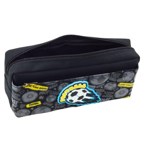 PIÓRNIK ORGANIZER SZKOLNY Z PIŁKĄ NOŻNĄ DWIE KIESZENIE CZARNY