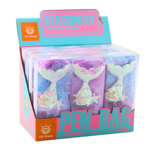 PIÓRNIK PLUSZOWY Z SYRENIM OGONEM CEKINY FIOLETOWO NIEBIESKI