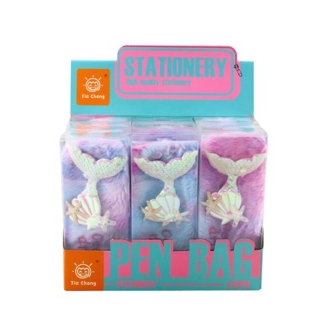 PIÓRNIK PLUSZOWY Z SYRENIM OGONEM CEKINY PASTELOWE KOLORY