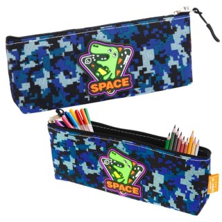 PIÓRNIK PRZYBORNIK KOSMICZNY DINOZAUR PIKSELE NIEBIESKI 20X8CM