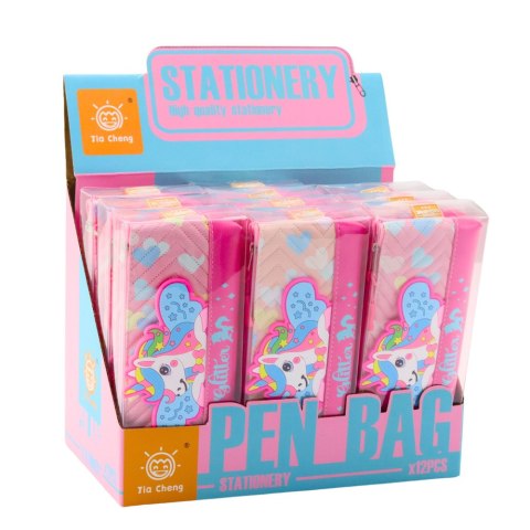 PIÓRNIK PRZYBORNIK SZKOLNY Z JEDNOROŻCEM RÓŻOWY 20 X 8,5CM