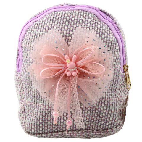 PLECAK DZIECIĘCY PLECIONY KOKARDA KRÓLICZEK FIOLETOWY 21CM 2L