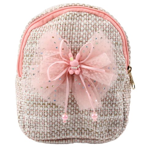 PLECAK DZIECIĘCY PLECIONY KOKARDA KRÓLICZEK RÓŻOWY 21CM 2L