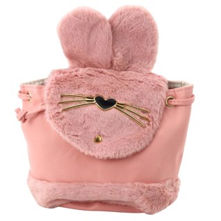 PLECAK DZIECIĘCY PLUSZOWY USZY REGULOWANY PASEK RÓŻOWY 22CM 4L