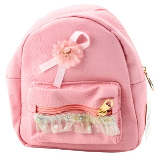 PLECAK DZIECIĘCY TŁOCZONY KOKARDKA FALBANKA RÓŻOWY 20CM 2,5L