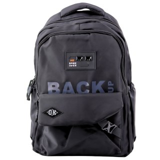 PLECAK MIEJSKI SZKOLNY 6 KIESZENI BACK UP CZARNY 23L 46CM