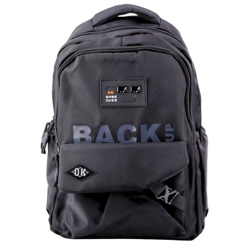 PLECAK MIEJSKI SZKOLNY 6 KIESZENI BACK UP CZARNY 23L 46CM