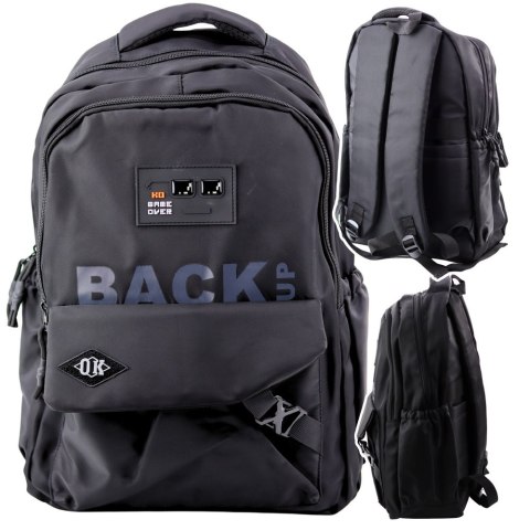 PLECAK MIEJSKI SZKOLNY 6 KIESZENI BACK UP CZARNY 23L 46CM