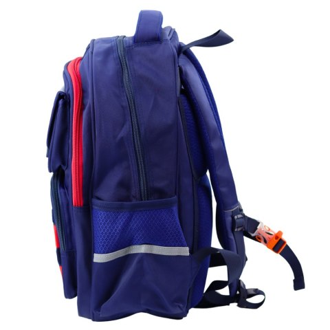 PLECAK SZKOLNY DZIECIĘCY PAS PIERSIOWY GRANATOWO CZERWONY KOSMOS 20L 38CM