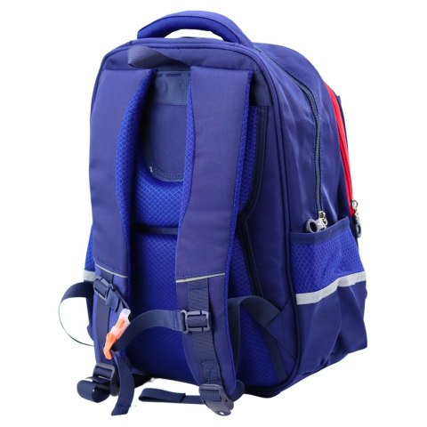 PLECAK SZKOLNY DZIECIĘCY PAS PIERSIOWY GRANATOWO CZERWONY KOSMOS 20L 38CM
