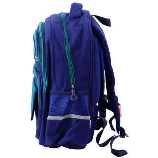 PLECAK SZKOLNY DZIECIĘCY PAS PIERSIOWY GRANATOWO ZIELONY 20L 38CM