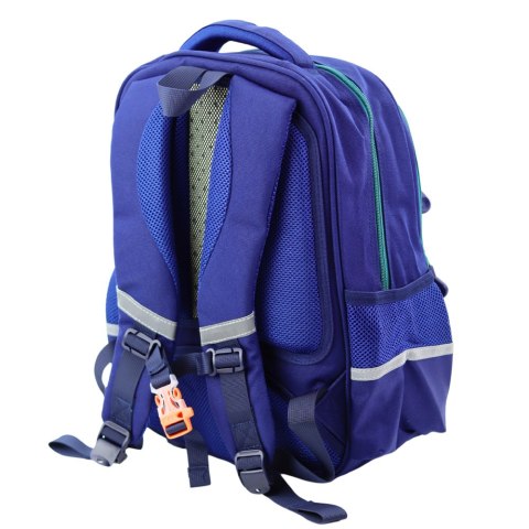 PLECAK SZKOLNY DZIECIĘCY PAS PIERSIOWY GRANATOWO ZIELONY 20L 38CM
