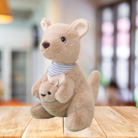 PLUSZOWA MASKOTKA PRZYTULANKA KANGUR Z MŁODYM 23CM