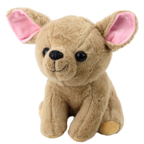 PLUSZOWA MASKOTKA PRZYTULANKA MAŁY PIESEK CHIHUAHUA BEŻOWY 22CM