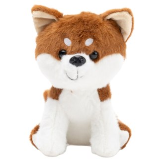 PLUSZOWA MASKOTKA PRZYTULANKA MAŁY PIESEK SHIBA INU BIAŁO BRĄZOWY 20CM