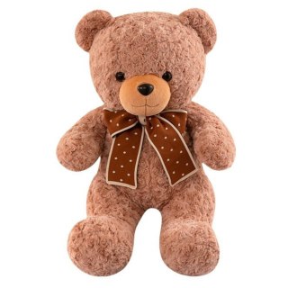 PLUSZOWA MASKOTKA PRZYTULANKA MIŚ Z KOKARDĄ W GROSZKI 45CM