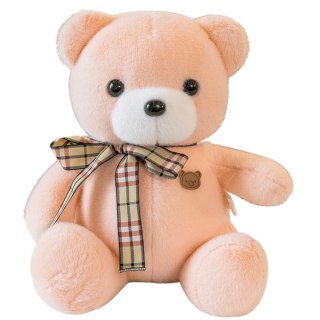 PLUSZOWA MASKOTKA PRZYTULANKA MIŚ Z KOKARDKĄ KREMOWY 23CM