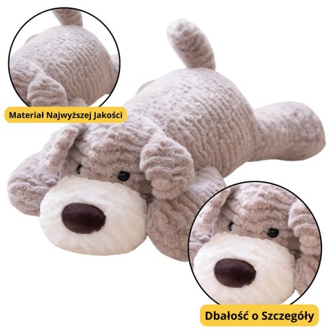 PLUSZOWA MASKOTKA PRZYTULANKA PIESEK JASNOSZARY 30CM