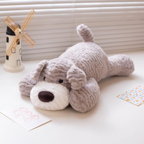 PLUSZOWA MASKOTKA PRZYTULANKA PIESEK JASNOSZARY 30CM