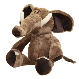 PLUSZOWA MASKOTKA PRZYTULANKA SŁOŃ Z DUŻYMI USZAMI BRĄZOWY 22CM