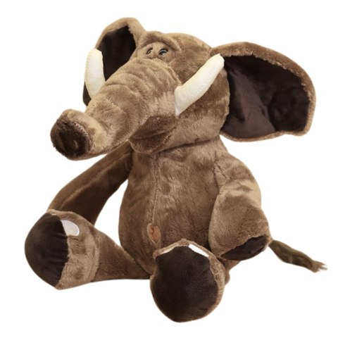 PLUSZOWA MASKOTKA PRZYTULANKA SŁOŃ Z DUŻYMI USZAMI BRĄZOWY 22CM