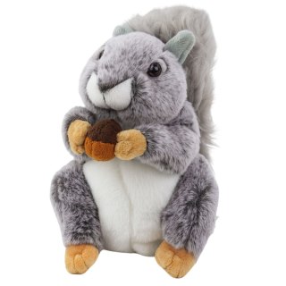 PLUSZOWA MASKOTKA PRZYTULANKA WIEWIÓRKA Z ORZESZKIEM SZARA 22CM