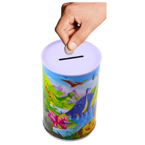 SKARBONKA Z DINOZAURAMI METALOWA KOLOROWA 13 X 8CM