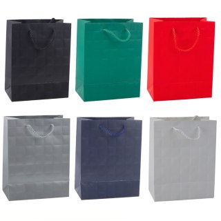 TORBA PREZENTOWA ELEGANCKA TŁOCZONE KWADRATY 23 X 18 X 10,5 CM