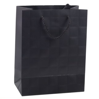 TORBA PREZENTOWA ELEGANCKA TŁOCZONE KWADRATY 23 X 18 X 10,5 CM