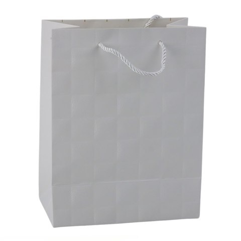 TORBA PREZENTOWA ELEGANCKA TŁOCZONE KWADRATY 23 X 18 X 10,5 CM