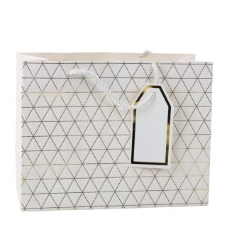 TORBA PREZENTOWA GEOMETRYCZNA ZŁOTE LINIE 23 X 18 X 10 CM