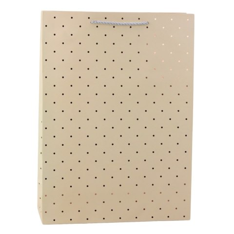 TORBA PREZENTOWA KLASYCZNA W ZŁOTE KROPKI 41 X 30 X 12 CM