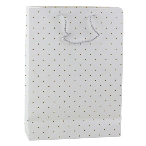 TORBA PREZENTOWA KLASYCZNA W ZŁOTE KROPKI 41 X 30 X 12 CM