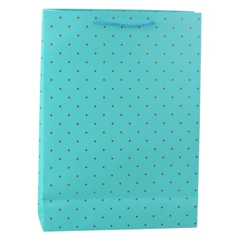 TORBA PREZENTOWA KLASYCZNA W ZŁOTE KROPKI 41 X 30 X 12 CM