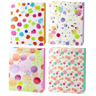 TORBA PREZENTOWA KROPKI AKWARELOWE PASTELOWE 32 × 26 × 10 CM