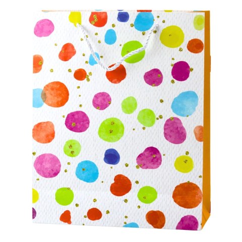 TORBA PREZENTOWA KROPKI AKWARELOWE PASTELOWE 32 × 26 × 10 CM