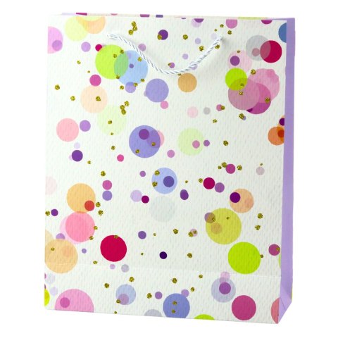 TORBA PREZENTOWA KROPKI AKWARELOWE PASTELOWE 32 × 26 × 10 CM