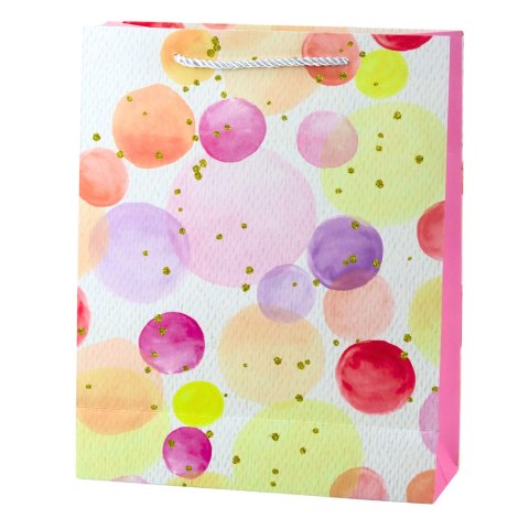 TORBA PREZENTOWA KROPKI AKWARELOWE PASTELOWE 32 × 26 × 10 CM