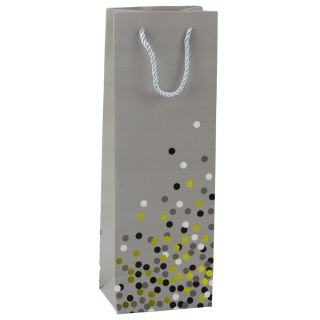 TORBA PREZENTOWA NA BUTELKĘ WINO W KROPKI 36 X 12 X 9CM
