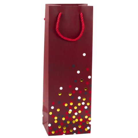 TORBA PREZENTOWA NA BUTELKĘ WINO W KROPKI 36 X 12 X 9CM