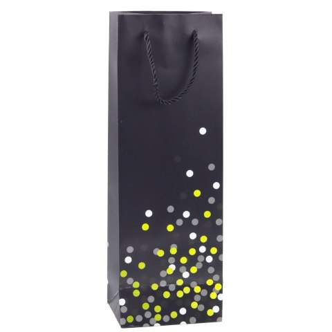 TORBA PREZENTOWA NA BUTELKĘ WINO W KROPKI 36 X 12 X 9CM