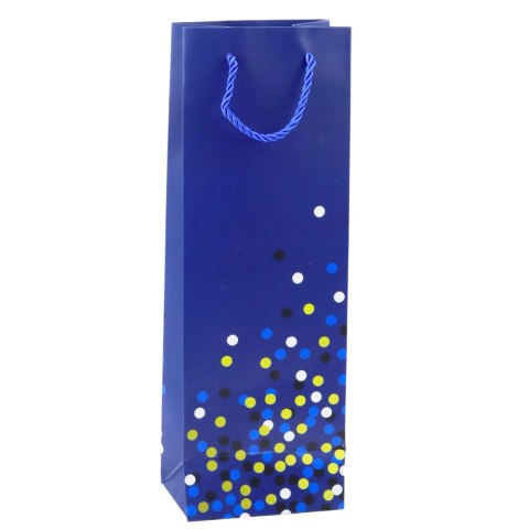 TORBA PREZENTOWA NA BUTELKĘ WINO W KROPKI 36 X 12 X 9CM