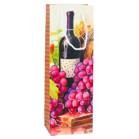 TORBA PREZENTOWA NA WINO BUTELKĘ PAPIEROWA 35 X 12 X 9 CM