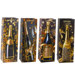 TORBA PREZENTOWA NA WINO BUTELKĘ PAPIEROWA SZAMPAN 35 X 12 X 9 CM