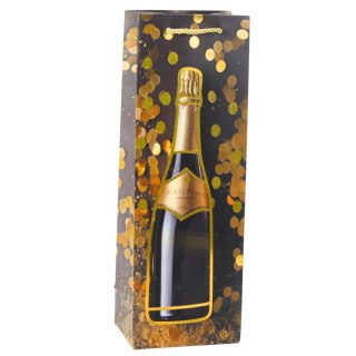 TORBA PREZENTOWA NA WINO BUTELKĘ PAPIEROWA SZAMPAN 35 X 12 X 9 CM