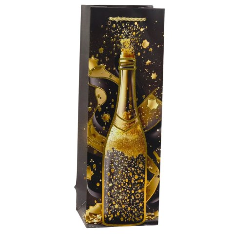 TORBA PREZENTOWA NA WINO BUTELKĘ PAPIEROWA SZAMPAN 35 X 12 X 9 CM
