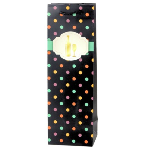 TORBA PREZENTOWA NA WINO BUTELKĘ W KROPKI 35 X 12 X 9 CM