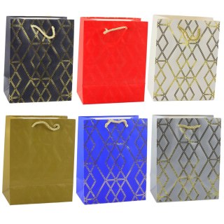 TORBA PREZENTOWA PAPIEROWA ELEGANCKA ZŁOTE WZORY 23 X 18 X 10,5 CM