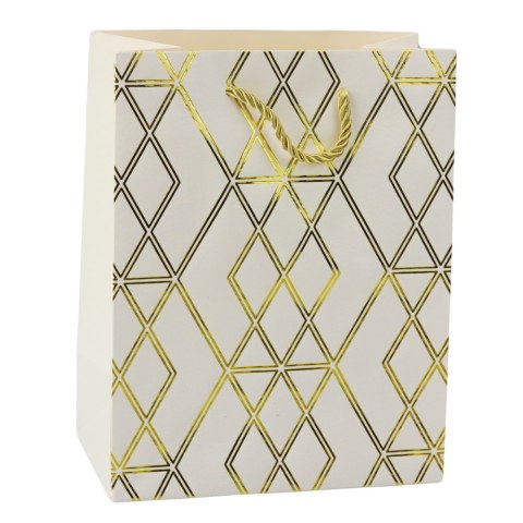 TORBA PREZENTOWA PAPIEROWA ELEGANCKA ZŁOTE WZORY 23 X 18 X 10,5 CM