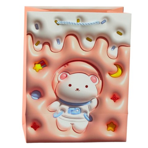 TORBA PREZENTOWA PAPIEROWA MIŚ PASTELOWE KOLORY 23 X 18 X 10,5 CM